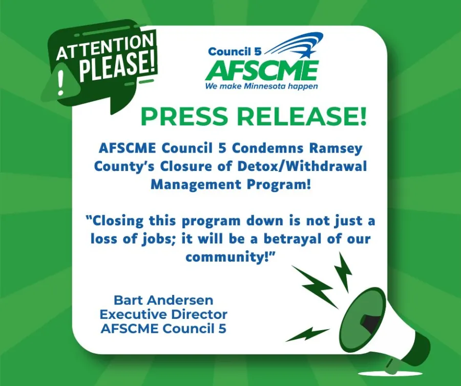 Ramsey County Closure of Detox press release graphic 9.18.25