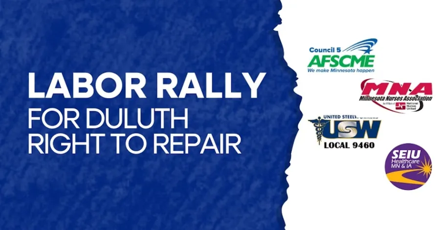 Labor Rally for Duluth RIGHT TO REPAIR graphic