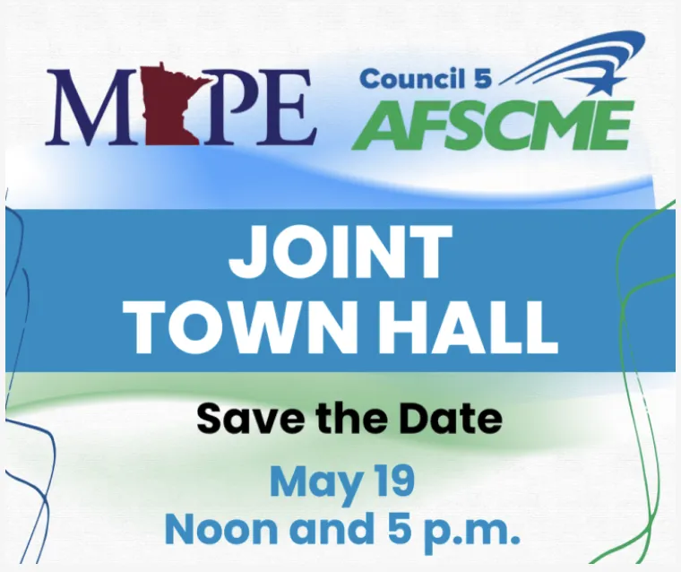 save the date for the AFSCME/MAPE State Contract Negotiations Town Hall on 5/19/26 at Noon or 5PM via Zoom graphic