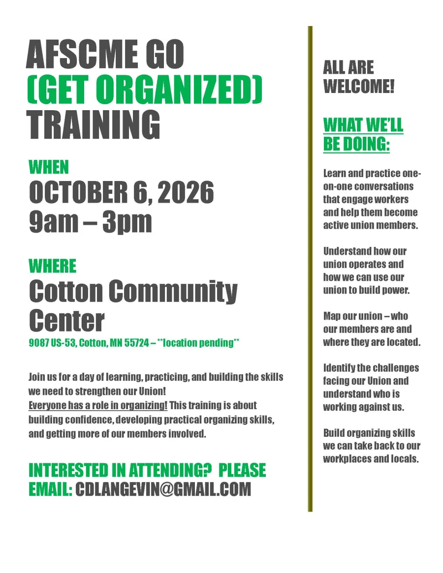 AFSCME Go (Get Organized) Training flyer